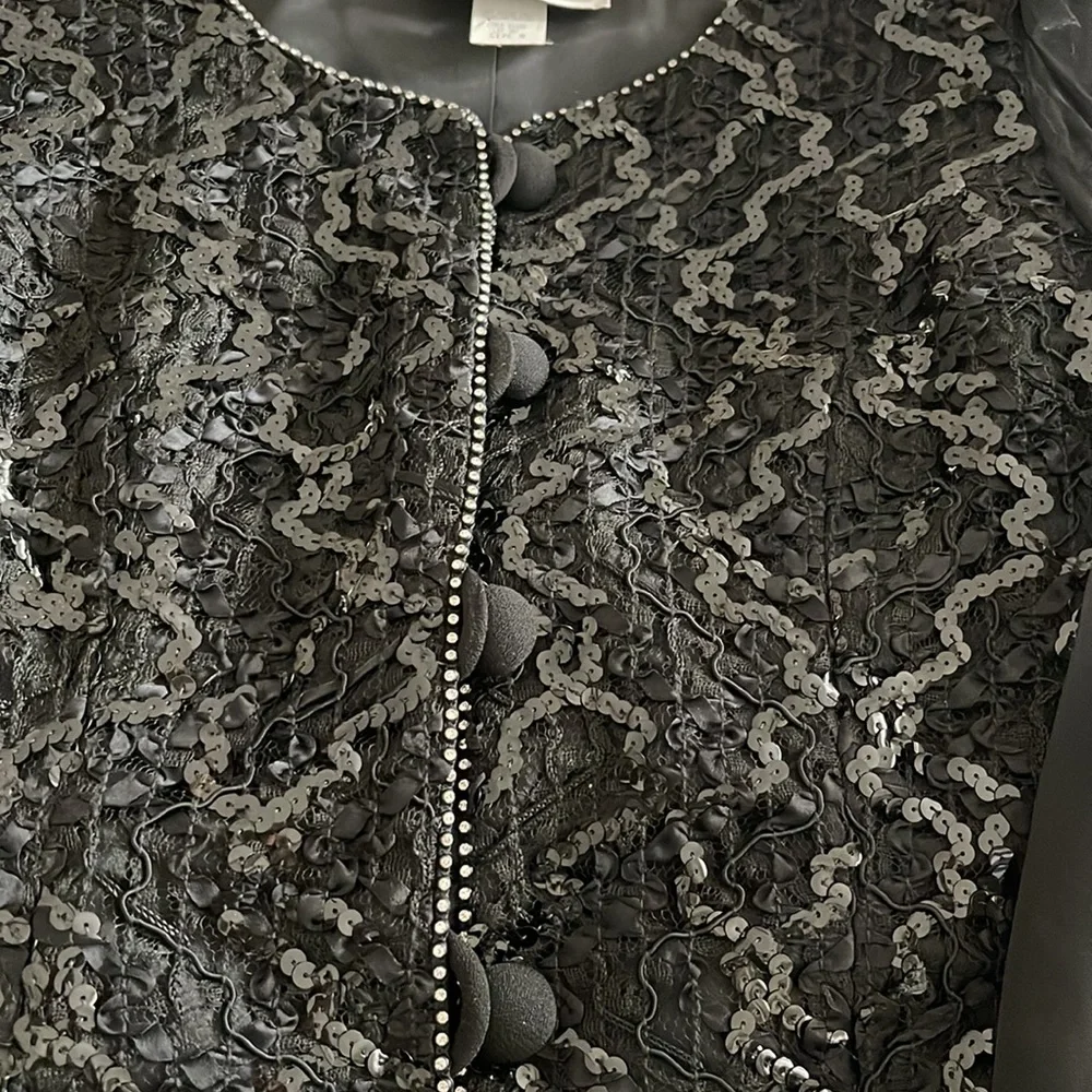 NWOT Vintage Black Sequin and Chiffon Statement Blouse J. Benjamin